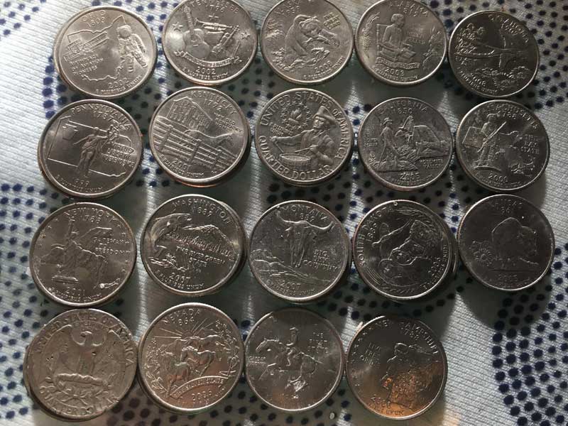 Antique、Vintage、US Old Coins アメリカの古い硬貨、記念硬貨　¢25 Coin、Quarter dollar、25セント硬貨