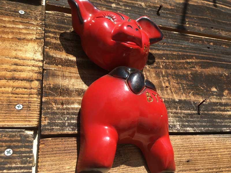 Vintage Pig Wall Deco HI ! BYE !�r���e�[�W �g�̓؂̃E�H�[���f�R�A�Ԃ��؂̃f�R