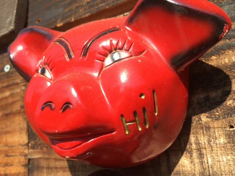 Vintage Pig Wall Deco HI ! BYE !�r���e�[�W �g�̓؂̃E�H�[���f�R�A�Ԃ��؂̃f�R