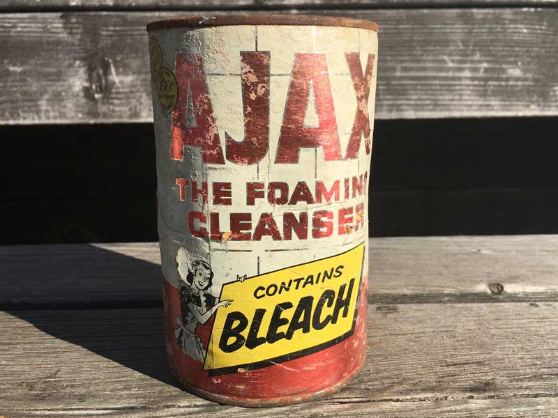 1950's Vintage AJAX CLEANSER Tin Can 50�N�� �r���e�[�W �A�����J�̌Â��u���L�� AJAX