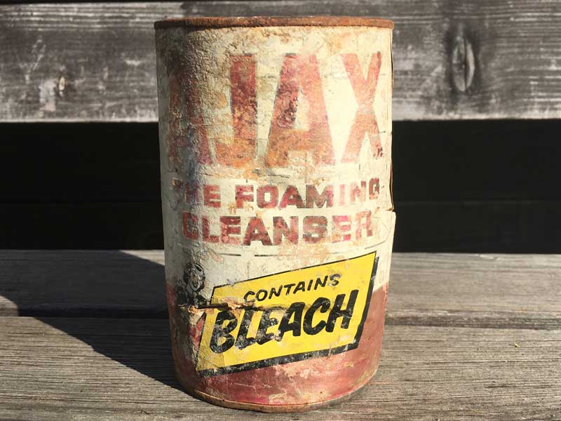 1950's Vintage AJAX CLEANSER Tin Can 50�N�� �r���e�[�W �A�����J�̌Â��u���L�� AJAX