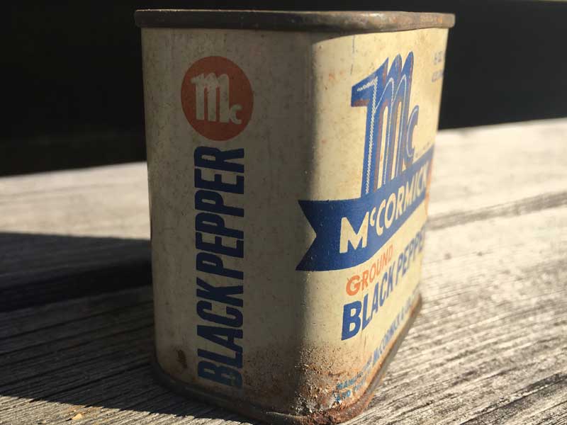 1950's Vintage McCORMICK BLACK PEPPER Tin Can 50�N�� �r���e�[�W �A�����J�̌Â��u���L�� �}�R�[�~�b�N