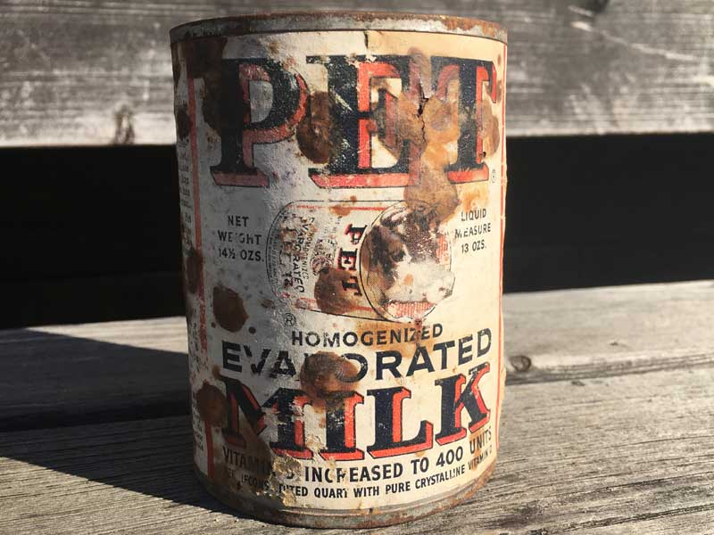 1950's Vintage PET MILK Tin Can 50�N�� �r���e�[�W �A�����J�̌Â��u���L�� �y�b�g�~���N