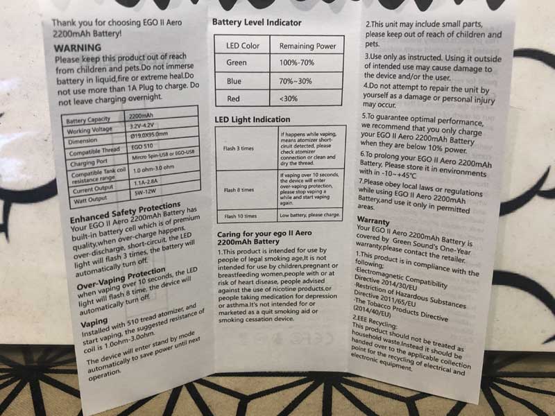 Green Sound EGO II AERO Mod 2200mAh、グリーンサウンドオートパフのCBDペン、CBDカートリッジに