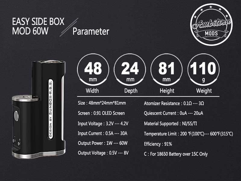 Ambition MODS EASY Side Box Mod 60W DESIGN BY SUNBOX R.S.S. �T���{�b�N�X�@�X�e���X���b�h