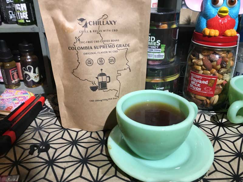 CHILLAXY CBD Coffee CBD200mg コーヒー豆 100g(10杯)タイ北部ドイチャン村産の深煎りCBDコーヒー & コロンビア産スプレモグレード