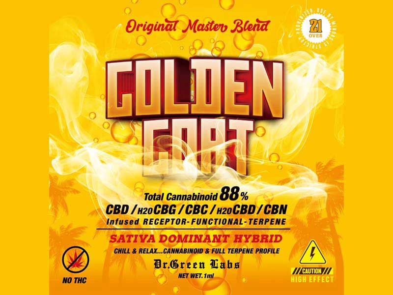 Dr.Green Labs/CBD LIQUID/GOLDEN GOAT 1ml �A���Z�v�^�[�@�\���e���y�� SATIVA�D�� HYBRID
