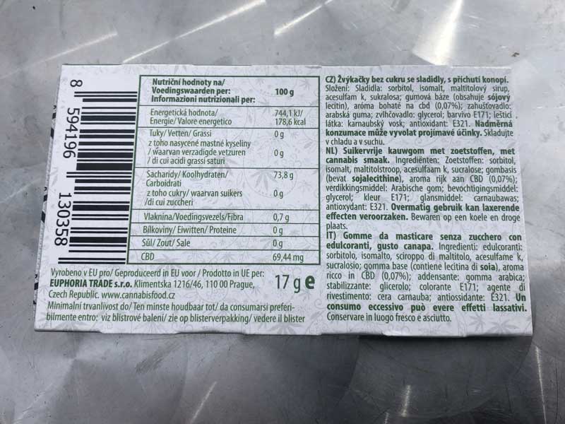 EUPHORIA�@CBD Gum ���[�t�H���A CBD�K��18mg/12�� �V���K�[���X�����B�[�K���d�l�����`�q�g����