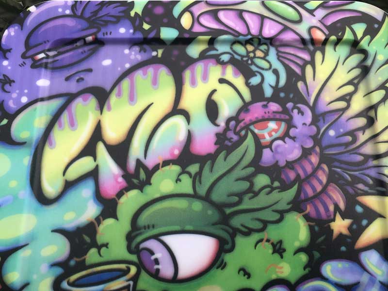 MARDY COLOR マーディカラー 大麻キャラ、蓋付き 赤、緑、青、紫、点滅を選べる LED Tray、トレイ