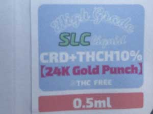 Second Life CBD/THCHリキッド/24K Gold Punch 0.5ml THCH 10%、トータル450mg THCHリキッド