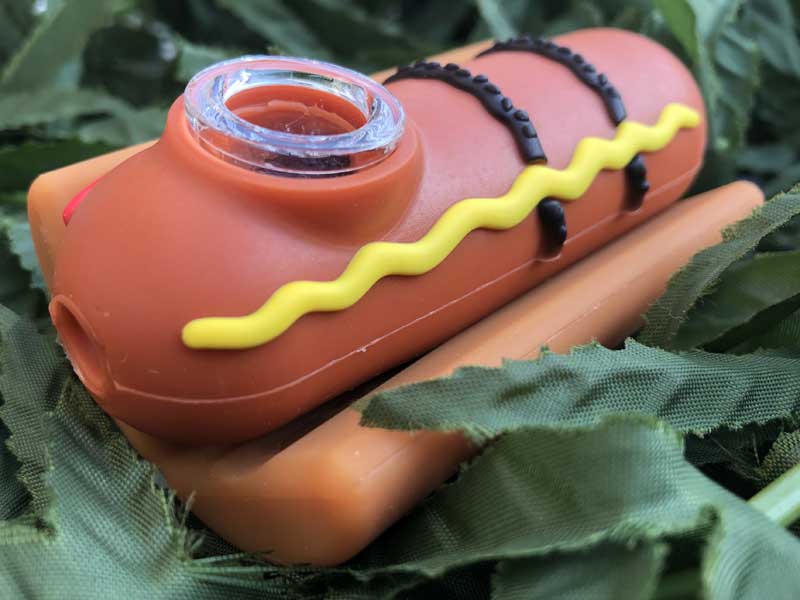 LIT SILICONE HOT DOG HAND PIPE �z�b�g�h�b�O �V���R�� �n���h�p�C�v �X�N���[������