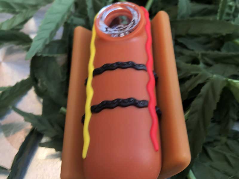 LIT SILICONE HOT DOG HAND PIPE �z�b�g�h�b�O �V���R�� �n���h�p�C�v �X�N���[������