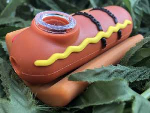 LIT SILICONE HOT DOG HAND PIPE �z�b�g�h�b�O �V���R�� �n���h�p�C�v �X�N���[������