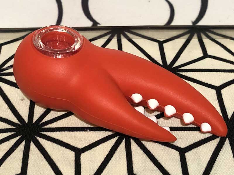 LIT SILICONE LOBSTER CLAW HAND PIPE ���u�X�^�[ �V���R�� �n���h�p�C�v �K���X�X�N���[������