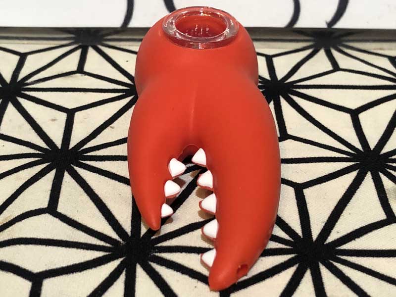 LIT SILICONE LOBSTER CLAW HAND PIPE ���u�X�^�[ �V���R�� �n���h�p�C�v �K���X�X�N���[������