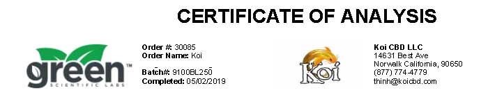 KOI CBD /Lab Test Results(ISO 認証ラボ 成分分析証明書 ) 