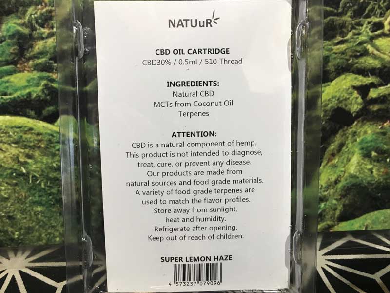 NATUuR CBD �i�`���[�� CBD Oil Cartridge 30% Super Lemon Haze �e���y���z�� �X�[�p�[�������w�C�Y