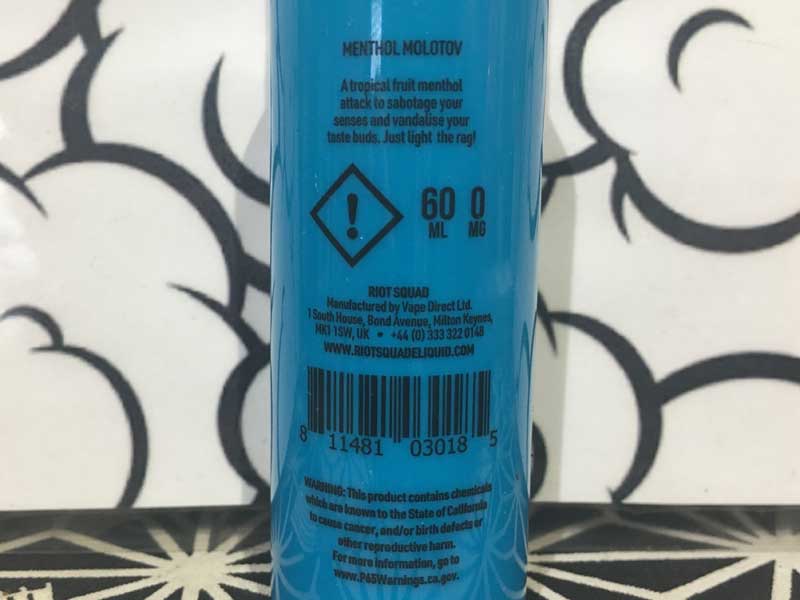 UK���IRiot Squad�AMENTHOL MOLOTOV 60ml ���C�I�b�g�X�J�b�h�A�g���s�J���t���[�cx�����\�[��