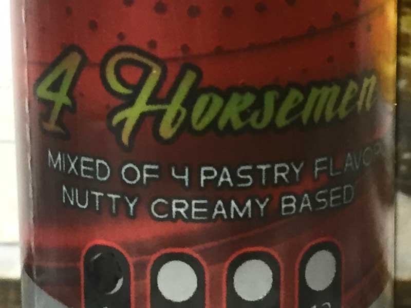 Demon Vape 4 HORSEMEN�@60ml �f�[�����x�C�v �s�[�i�b�c�N���[�����^�o�R�t���[�o�[�iRY4�j