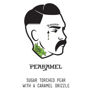 TEARDRIP &�@JUICE CO Pearamel 60ml�����ƈꏏ�ɏĂ��ꂽ�m�i�V�ɃL���������𐂂炵�� �t���[�o�[