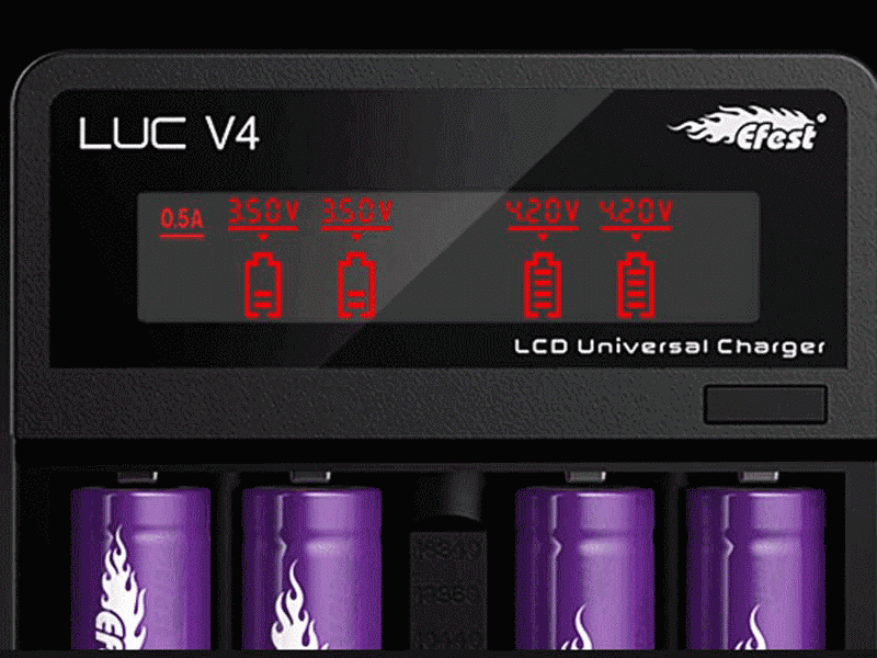 リチウムマンガン電池 バッテリーチャージャー Efest Luc v4 4本同時に充電出来る充電器