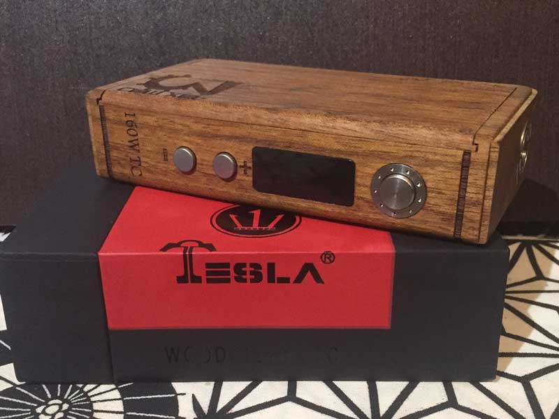 TESLACIGS Wood 160W TC �e�X���V�O�X �ؐ�Box Mod 160�A�T�u�I�[���A���x���Ή��E�b�h�� ���b�h
