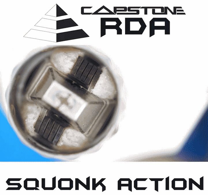 Vandy Vape Capestone RDA �s���~�b�h�X�^�b�Y�̊O�ρA�s���~�b�h�̂悤�ȃf�b�L�̃L���v�X�g��