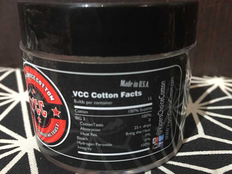 Made in USA VCC Vapers Choice Cotton �x�C�p�[�Y�`���C�X�R�b�g��