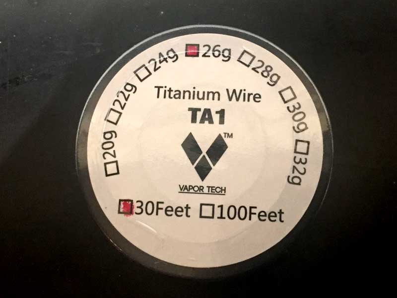 リビルダブル用品、RBA Coil VAPOR TECH、titanium ベイパーテック、チタニウムワイヤー 26G