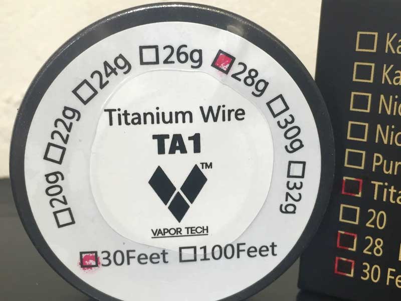 リビルダブル用品、RBA Coil VAPOR TECH、titanium ベイパーテック、チタニウムワイヤー 28G