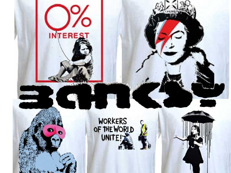 �V�i�� Banksy �o���N�V�[�@�X�e���V���A�[�g�@�O���t�B�e�B�[ S/S Tee from UK