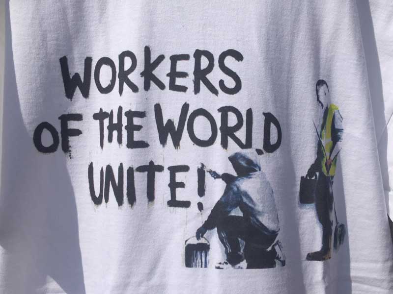 Banksy �o���N�V�[�@�X�e���V���A�[�g�@�O���t�B�e�B�[T�V���c�AS/S Tee from UK Workers Of The World Unite