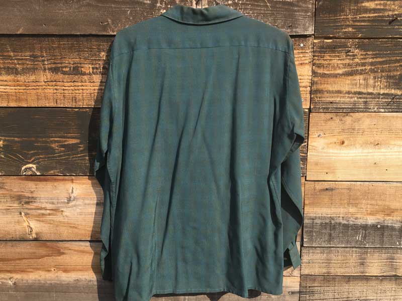 Vintage�AUsed Arrow Green check Rayon Shirts�AUS�Ò� 60�N�� �A���[ ���[�����V���c