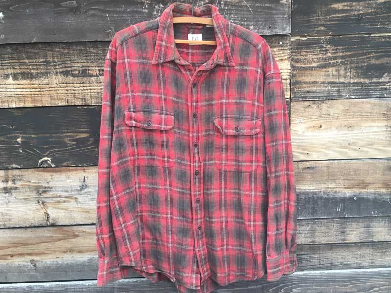 Used GAP Gradation check Nel Shirts �AUS�Ò� �M���b�v �Ԃ��O���f�[�V�����`�F�b�N�̃l���V���c