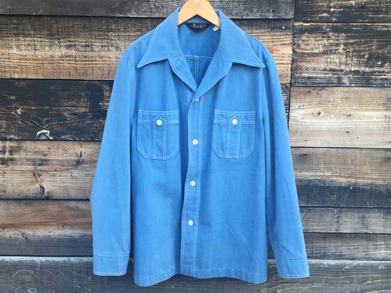 Vintage Used 1970's Lee Open Collar Shirts JKT 1970�N�� ���[ �I�[�v���J���[�̃V���c�W���P�b�g/L