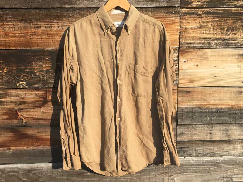 Used Linen Hemp anchor blueL/S B.D.Shirts ���l���A�w���v�f�ނ̖��̃{�^���_�E���V���c