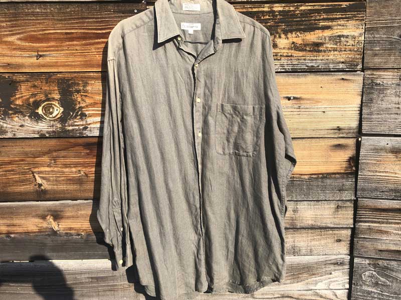 Used Linen Hemp claiborne L/S .Shirts ���l���@�w���v�f�ނ� �w�����{�[���̃O���[�̒����V���c