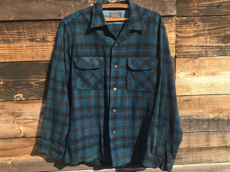 Vintage、Used Pendleton Blue Gradation check Wool Shirts、US古着60年代 ペンドルトン ウールシャツ