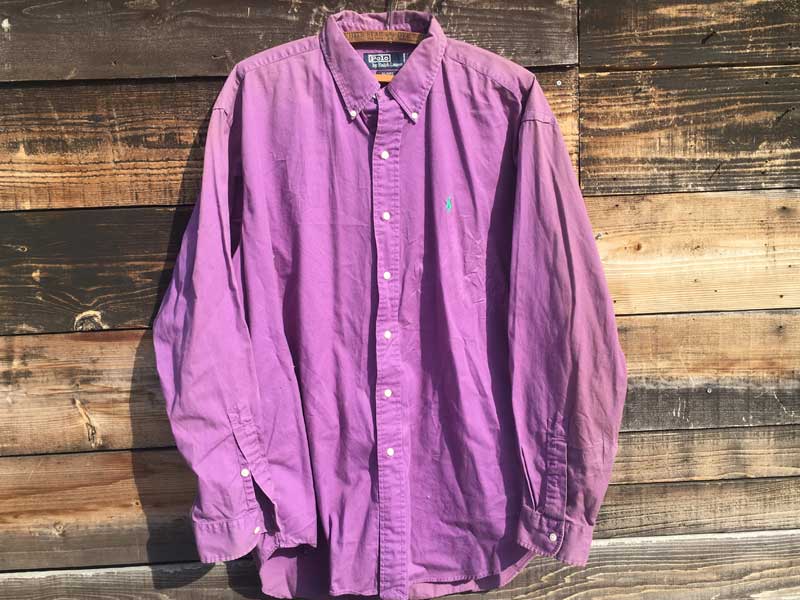 Used Polo Ralph Lauren B.D. Shirts Purple �AUS�Ò� �|�� �����t���[���� �{�^���_�E���V���c