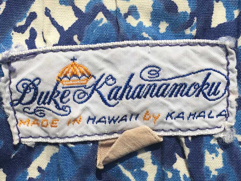 Vintage Aloha shirts Duke Kahanamoku Made in Hawaii デュークカハナモク 青いアロハシャツ
