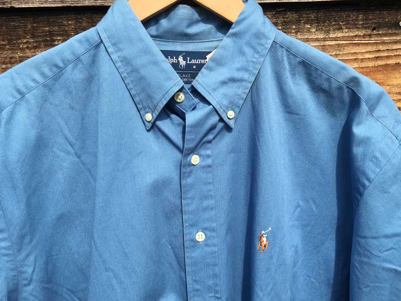 Used Polo Ralph Lauren Button Down S/S shirts�A�|�� �����t���[���� �����{�^���_�E���V���c Sax/L