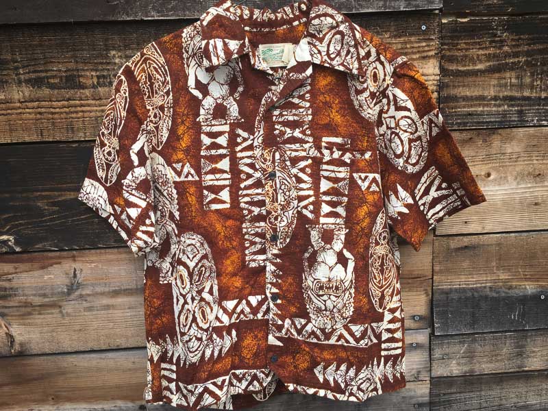 Vintage Aloha shirts Diamond Head Sports Wear Tiki/Made in Hawaii�@�e�B�L���̃A���n�V���c