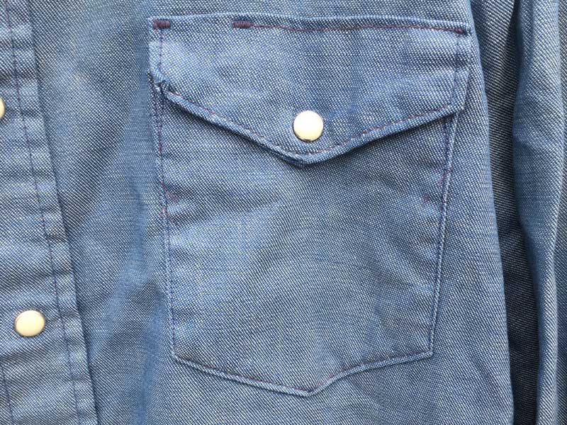 Vintage Used 1970's Wrangler ChambrayWestern Shirts 70�N�ド���O���[�V�����u���[ �E�G�X�^�� �V���c