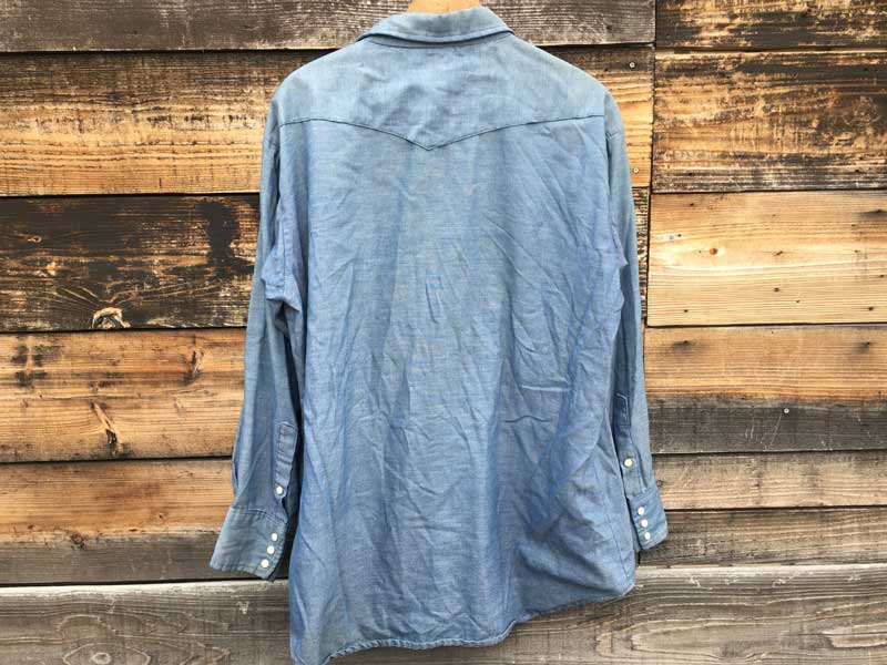 Vintage Used 1970's Wrangler ChambrayWestern Shirts 70�N�ド���O���[�V�����u���[ �E�G�X�^�� �V���c