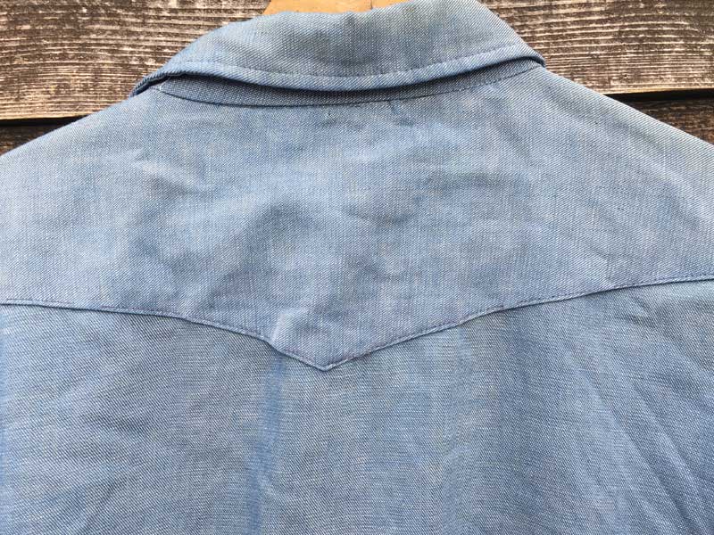 Vintage Used 1970's Wrangler ChambrayWestern Shirts 70�N�ド���O���[�V�����u���[ �E�G�X�^�� �V���c