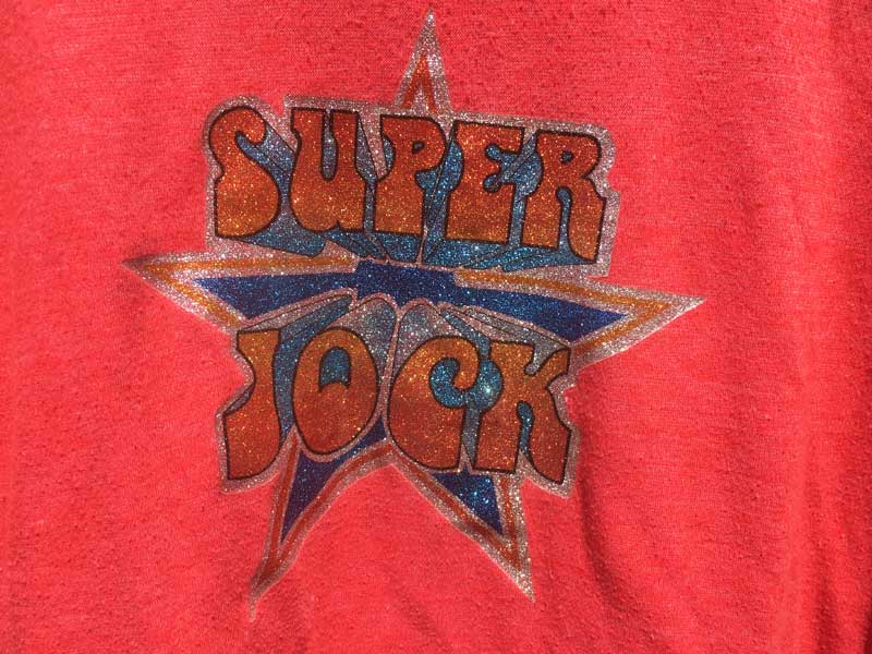 US 古着 US Used S/S T-shirts Suoer Jock Tee 半袖 ラメ入り 転写プリント リンガーTシャツ