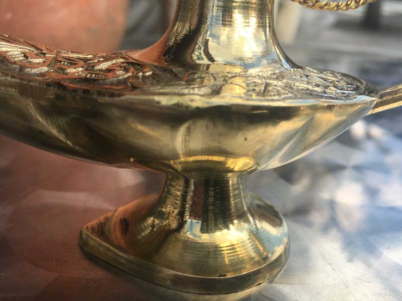 アラジンと魔法のランプ、アラジンの魔法のランプ大・小 、インドの真鍮製のオイルランプ、サラダ油等でお楽しみ下さい