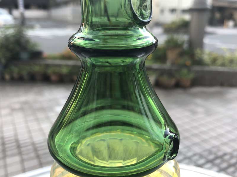 Send Up Art Glass Incense Burner/Stand Drink Rasta GreenxUmber  �A�[�g�K���X�̂������� �X�^���h