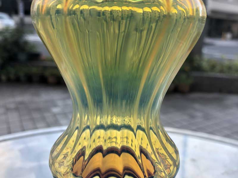 Send Up Art Glass Incense Burner/Stand Drink Rasta GreenxUmber  �A�[�g�K���X�̂������� �X�^���h