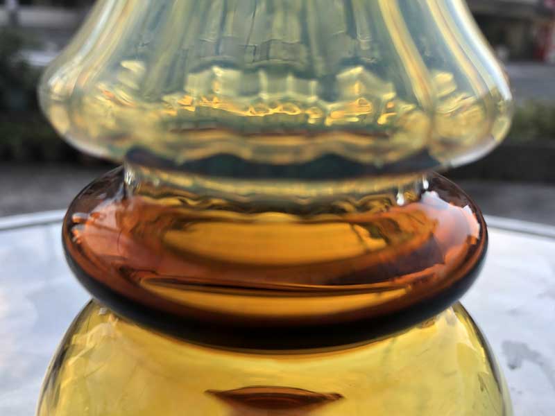 Send Up Art Glass Incense Burner/Stand Drink Rasta GreenxUmber  �A�[�g�K���X�̂������� �X�^���h